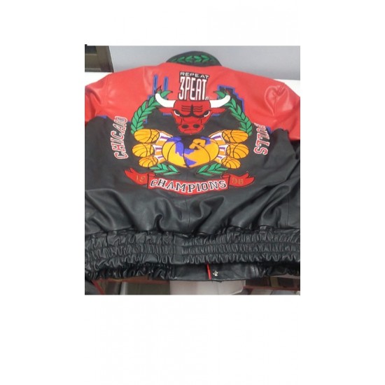 3 Peat Chicago Bulls Leather Jacket