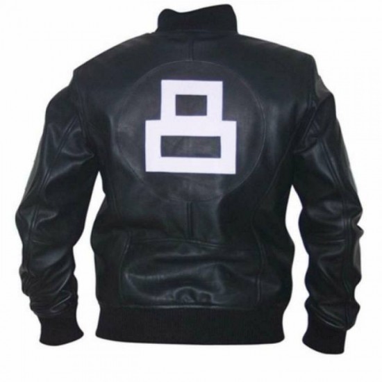 8 Ball Men's Pointed Collar Michael Hoban Black Leather Jacket