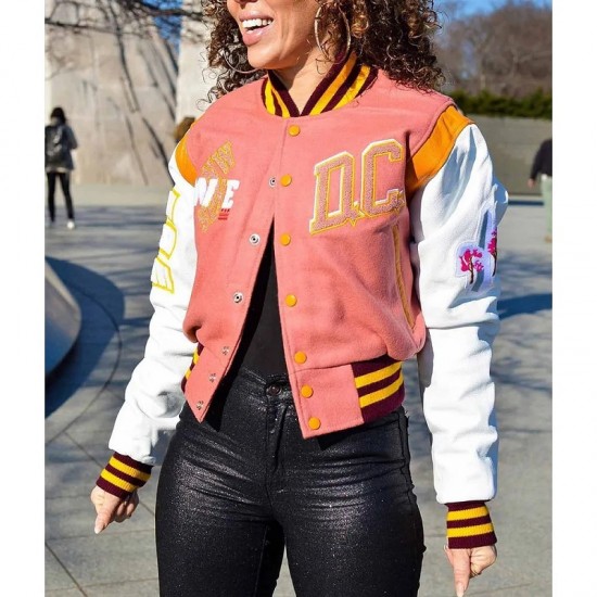 90th Anniversary Washington Commanders DC Pink Varsity Jacket