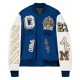 Off White AC Milan Blue Bomber Varsity Jacket