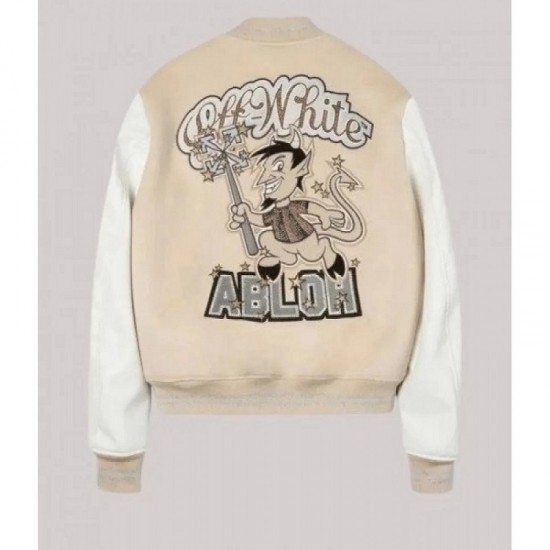 Off White AC Milan Off White Varsity Bomber Jacket