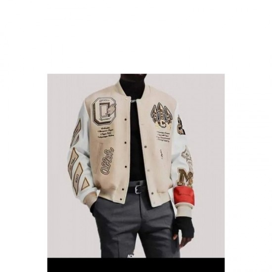 Off White AC Milan Off White Varsity Bomber Jacket