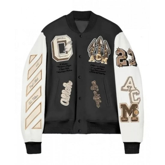 Off White AC Milan Varsity Bomber Off White Jacket