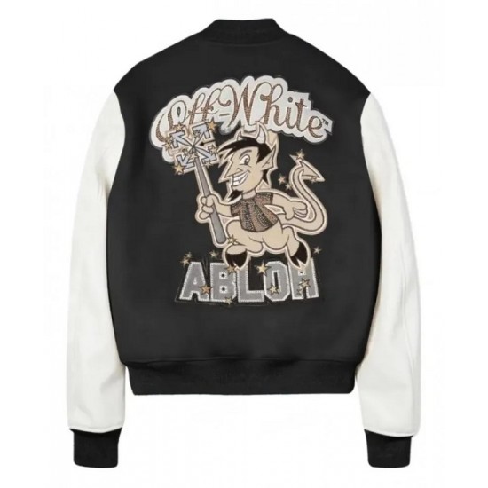 Off White AC Milan Varsity Bomber Off White Jacket