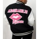 Adorable Woman Black and White Varsity Jacket