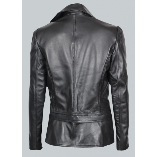 Alabama Black Leather Biker Jacket