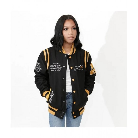 Alabama State University Unisex Black Varsity Jacket