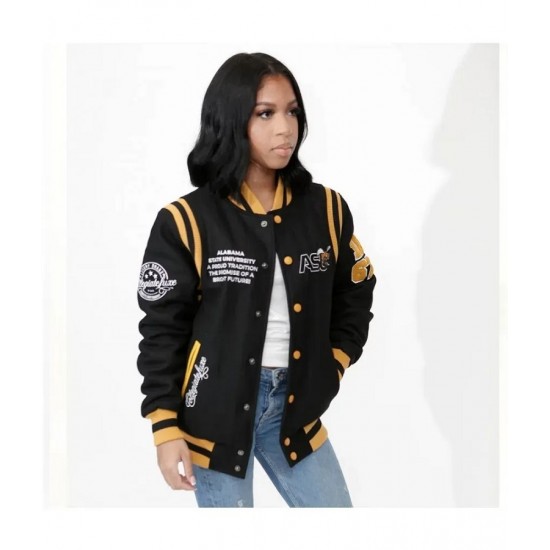 Alabama State University Unisex Black Varsity Jacket