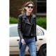 Alexa Chung Slim-Fit Black Biker Stylish Women Leather Jacket