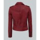 Amber Women's Moto Maroon Asymmetrical Leather Jacket