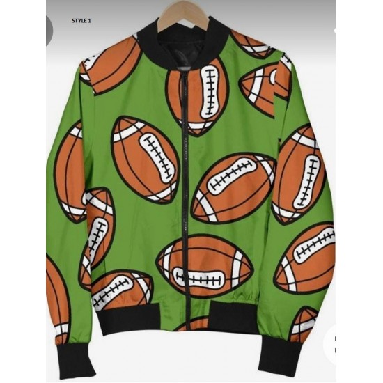 American Football Ball Pattern Mens Bomber Jacket