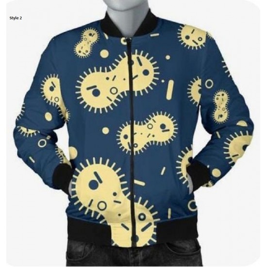 American Football Ball Pattern Mens Bomber Jacket