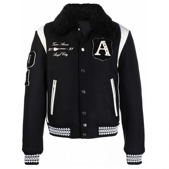 Amiri Always on Point Black Wool Varsity Jacket