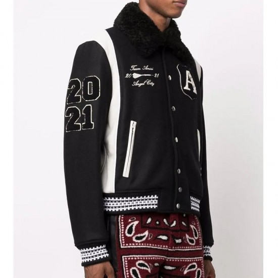 Amiri Always on Point Black Wool Varsity Jacket