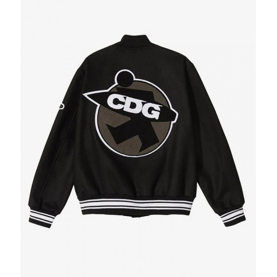 Asap Rocky Stussy CDG Black Wool Letterman Varsity Jacket