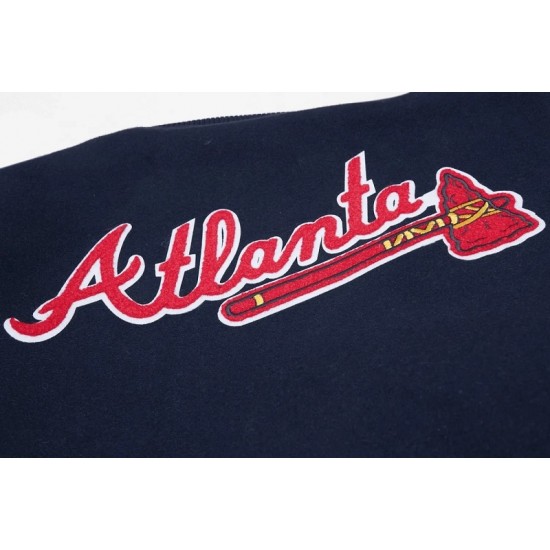 Atlanta Braves Classic Navy Blue Wool Varsity Jacket