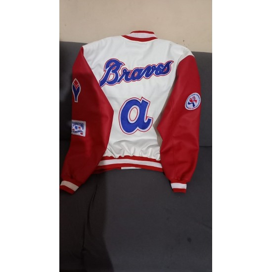 Atlanta Braves Mash Up Off White Varsity Jacket