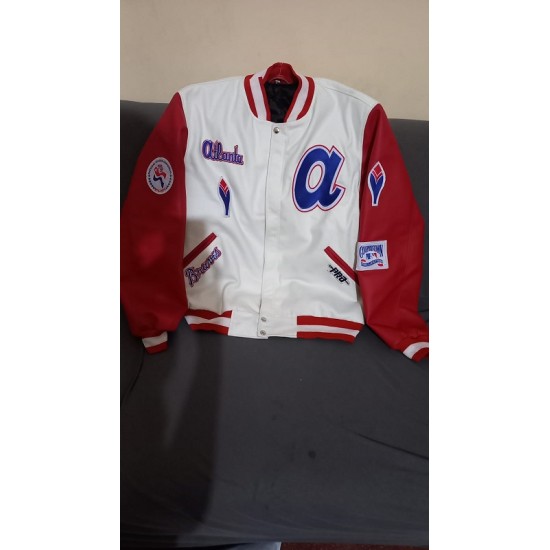 Atlanta Braves Mash Up Off White Varsity Jacket