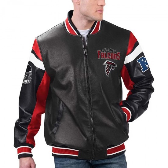 Atlanta Falcons Black Varsity Full-Zip Leather Jacket