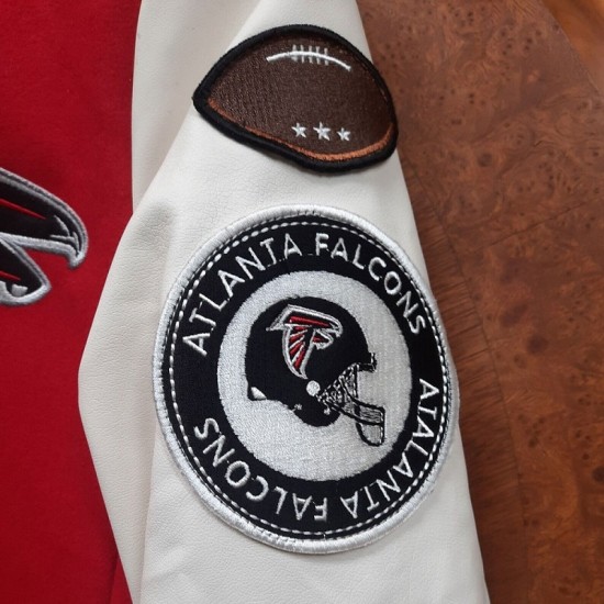 Atlanta Falcons White and Red Varsity Jacket