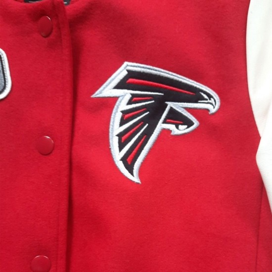 Atlanta Falcons White and Red Varsity Jacket