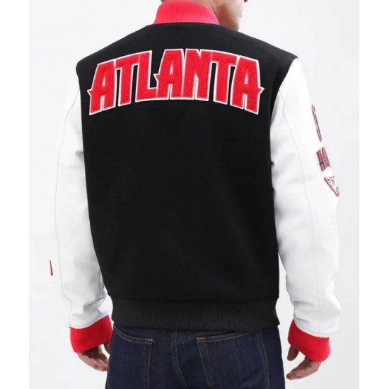 Atlanta Hawks Black and White Varsity Jacket