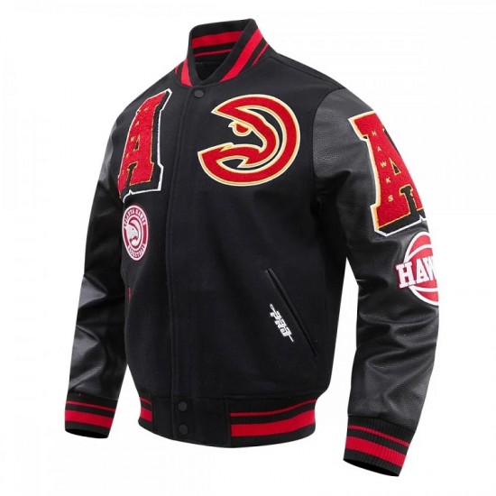 Atlanta Hawks Mash Up Logo Wool Varsity Jacket