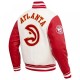 Atlanta Hawks Off White Wool Varsity Jacket