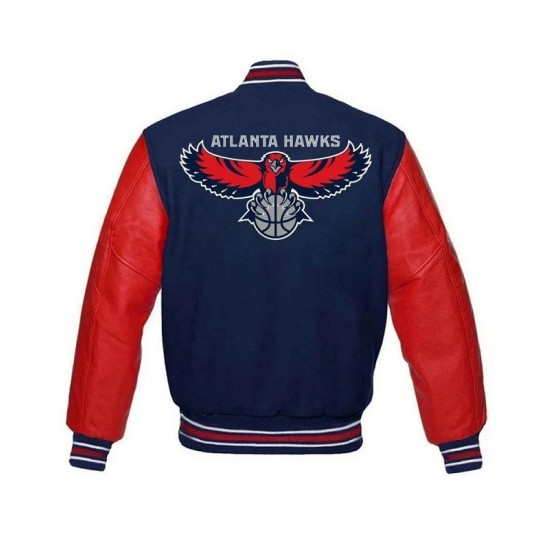 Atlanta Hawks Red and Blue Varsity Jacket