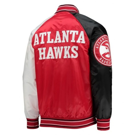 Atlanta Hawks Reliever Red/Black Satin Raglan Full-Snap Jacket