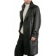 Augusta Guys Black Double Breasted Leather Overcoat