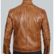 Austin Men's Cafe Racer Lambskin Tan Leather Jacket