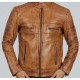 Austin Men's Cafe Racer Lambskin Tan Leather Jacket