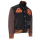 BBC Patch-detailed Button-Up Black Varsity Jacket