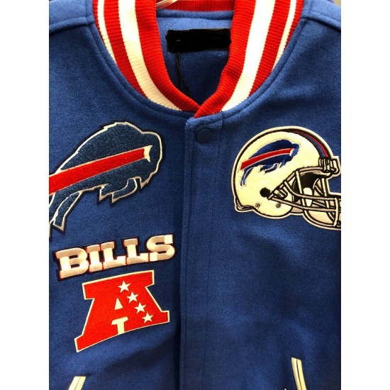 BUFFALO BILLS MENS NFL Mash Up Mens ROYAL BLUE Varsity Jacket