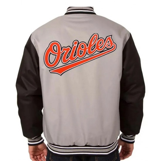 Baltimore Orioles Poly Twill Black and Gray Full-Snap Jacket