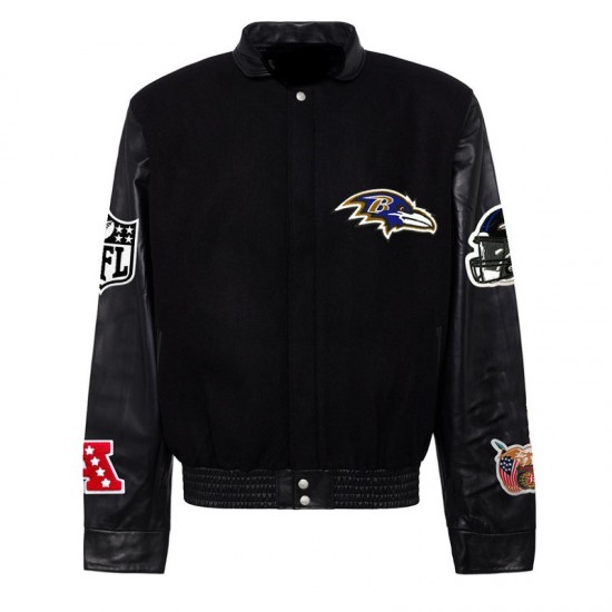 Baltimore Ravens Black Biker Varsity Jacket