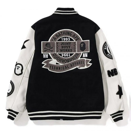 Bape NBHD Black Varsity Jacket