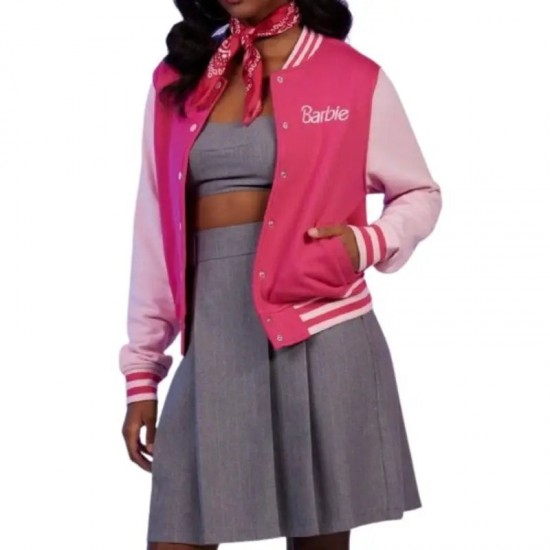 Barbie Embroidered Girls Varsity Jacket