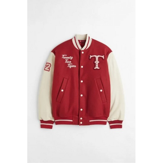 Baseball Embroidered Red Tigers Wool Varsity Jacket