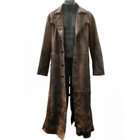 Bat-man Knightmare Dawn of Justice Brown Leather Long Trench Coat Costume