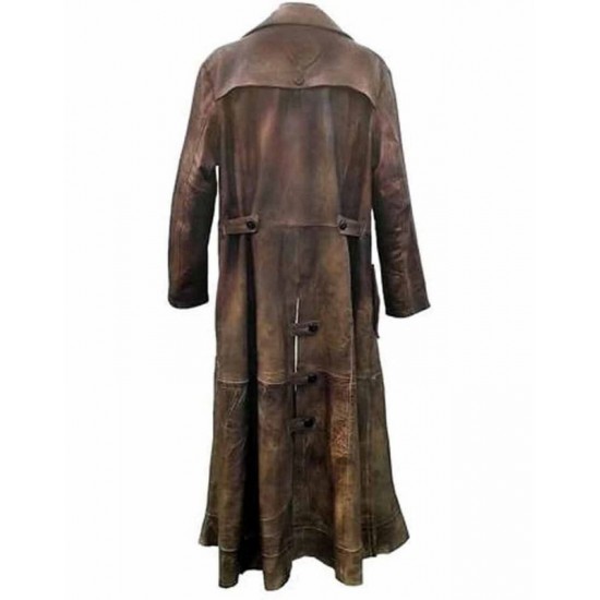 Bat-man Knightmare Dawn of Justice Brown Leather Long Trench Coat Costume