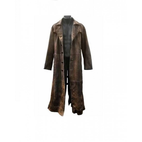 Bat-man Knightmare Dawn of Justice Brown Leather Long Trench Coat Costume