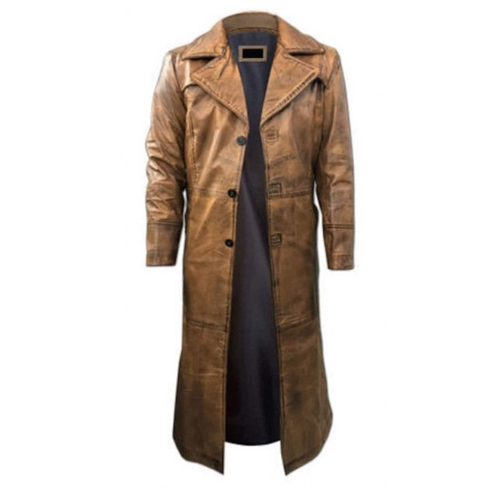 Bat-man Knightmare Dawn of Justice Brown Leather Long Trench Coat