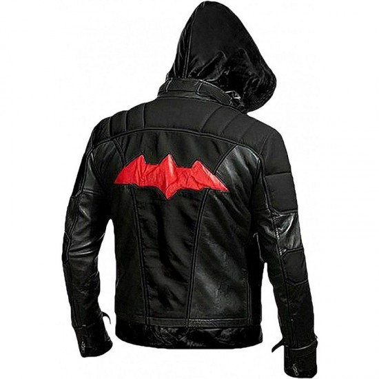 Batman Arkham Red Hood Leather Jacket with Leather Vest For Men