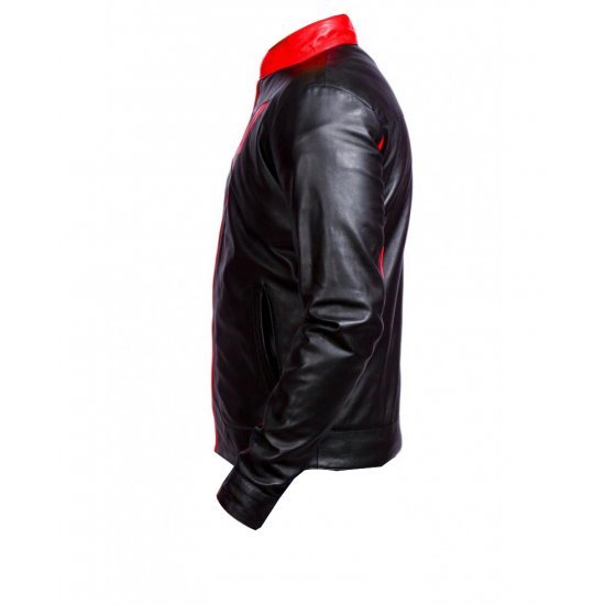 Batman Beyond Red Logo Black Leather Jacket