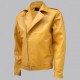 Biker Look Yellow Leather Jacket Men