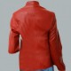 Biker Style Women's Red Leather Jacket