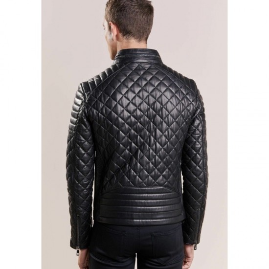 Black Diamond Biker Motorcycle Leather Jacket Black Slim Fit Jacket