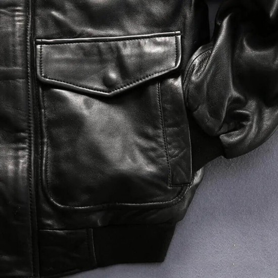 Black Men faux fur leather jacket